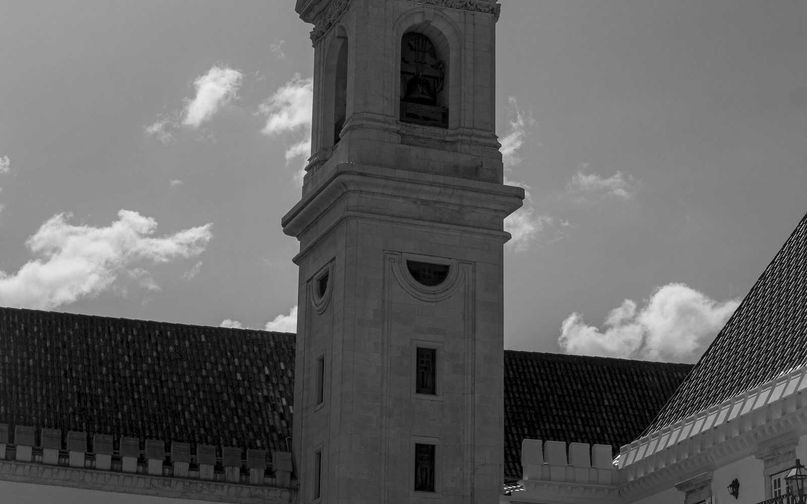 Historic church clock and architecture in Tomar